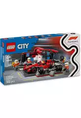 Lego City Formula 1 Parada em Boxes de F1 e Equipe de Mecânicos com Carro Ferrari