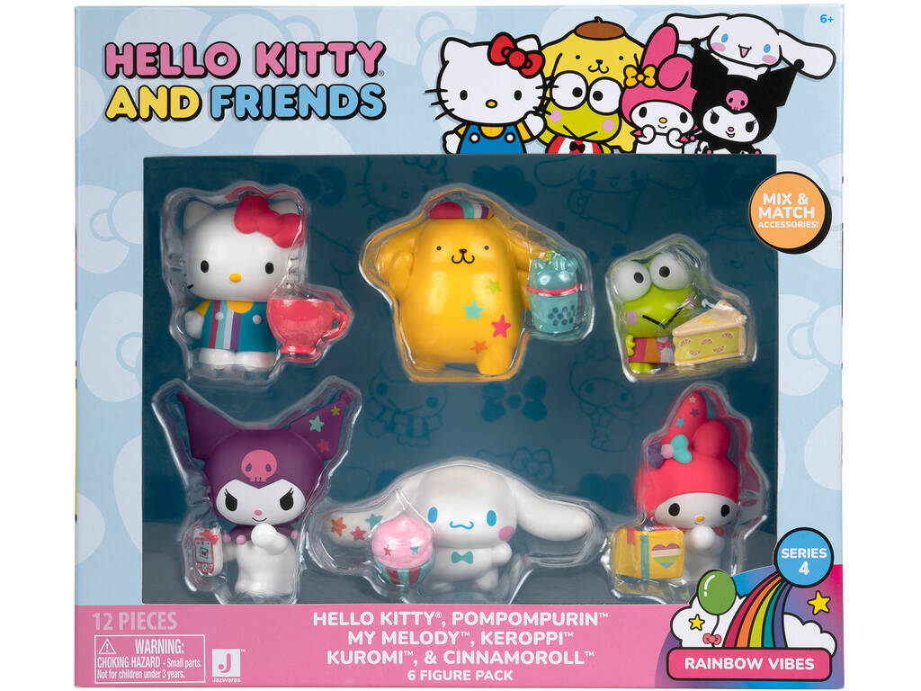 Hello Kitty And Friends Pack 6 figurines Rainbow Vibes avec accessoires