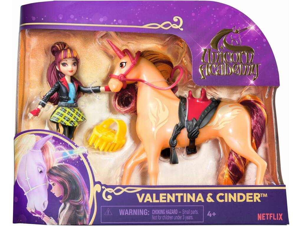 Academia Unicórnio Pack Boneca Valentina e Unicórnio Cinder