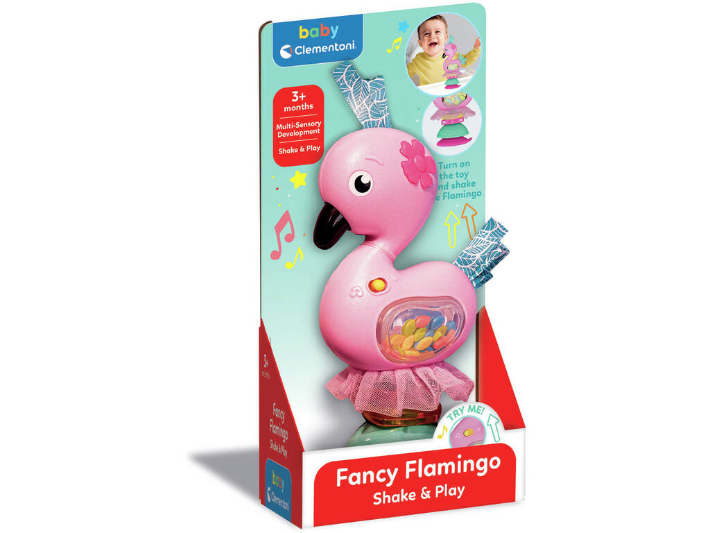 Hochet à sons pour bébé Clementoni Fancy Flamingo