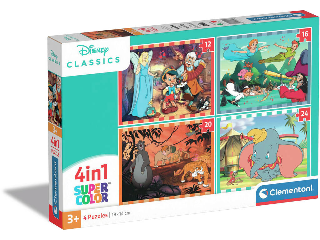 Puzzle Supercolor 4 en 1 Animaux Disney