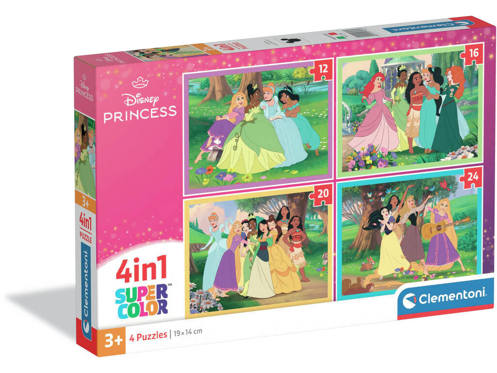 Puzzle Supercolor 4 en 1 Disney Princess