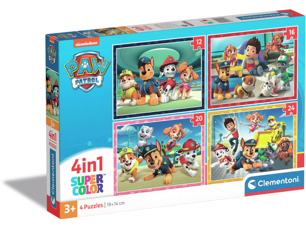 Puzzle Supercolor 4 en 1 Patrulla Canina