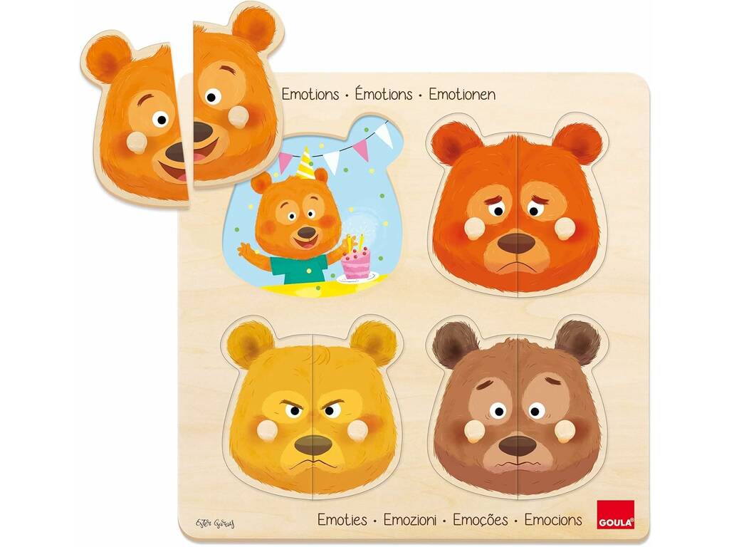 Puzzle de Madeira Urso Emoções com 8 Peças