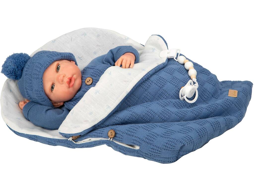 Poupée Reborn Alberto de 40 cm avec sac de couchage bleu