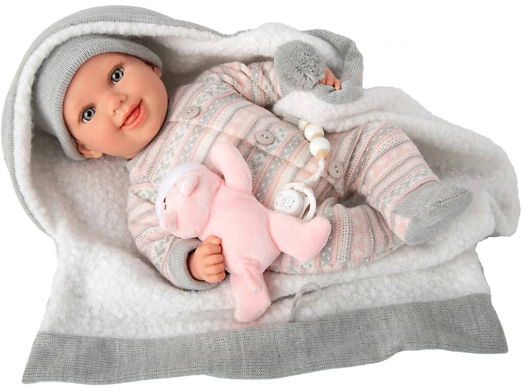 Poupée Reborn Nadia de 40 cm avec couverture et peluche