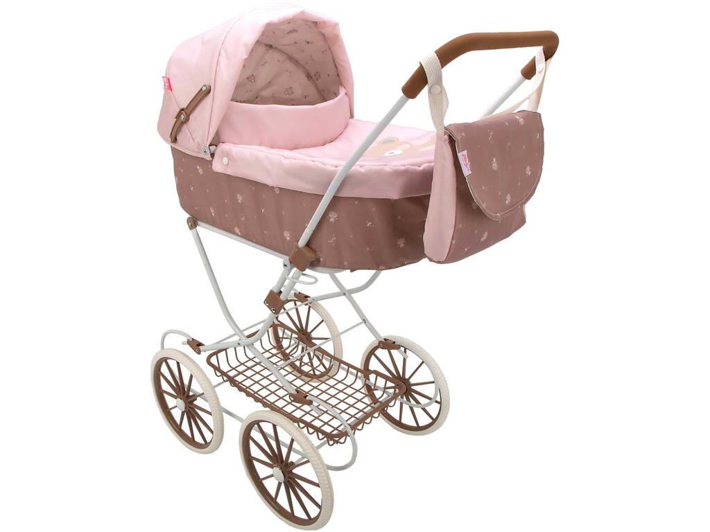 Poussette pour poupées avec capote Bear et sac à main