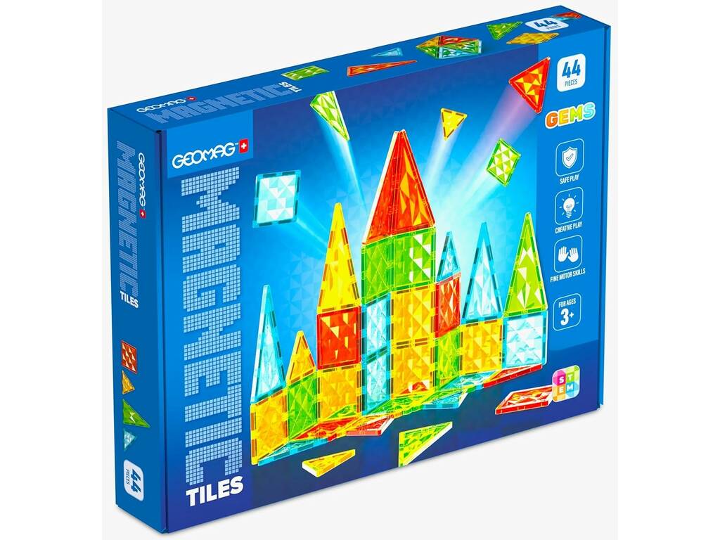 Tuiles magnétiques Geomag Gems, 44 pièces