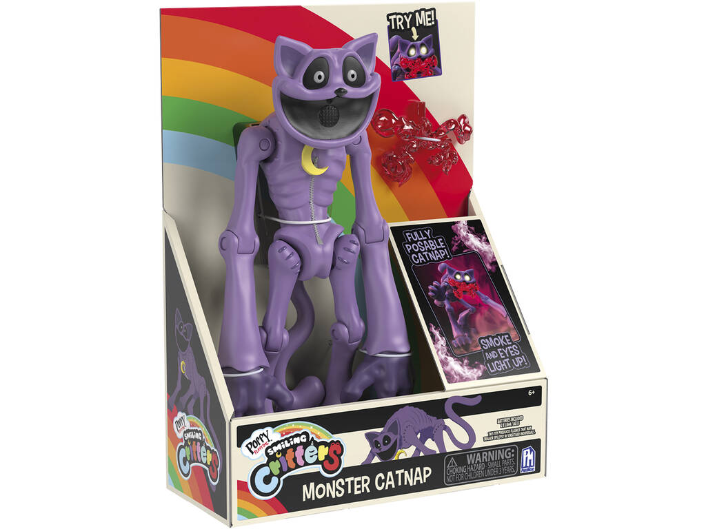 Poppy Playtime Smiling Critters Figura Monster Catnap de 28 cm com Luz
