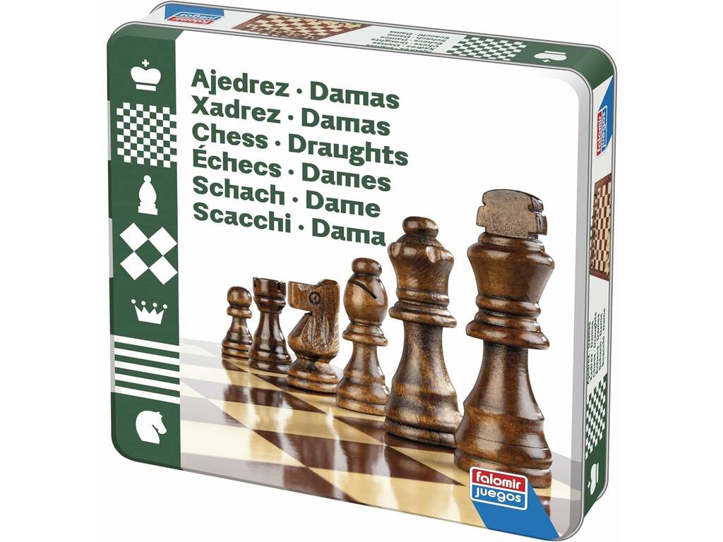 Jeu de dames avec boîte en fer-blanc