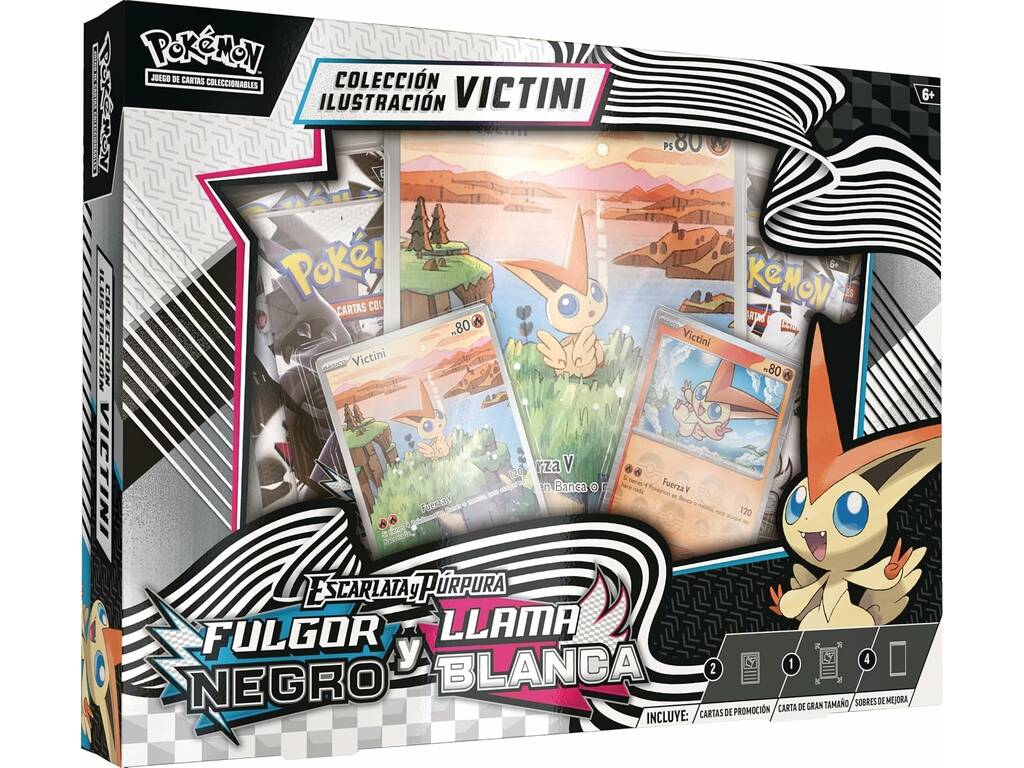 Boîte de Collection Pokémon TCG Ecarlate et Pourpre Fulgor Noir et Blanc Flamme Illustration Victini