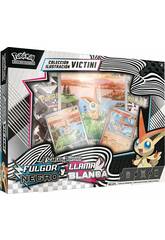imagen Pokémon TCG Escarlata y Púrpura Fulgor Negro y Llama Blanca Caja Colección Ilustración Victini