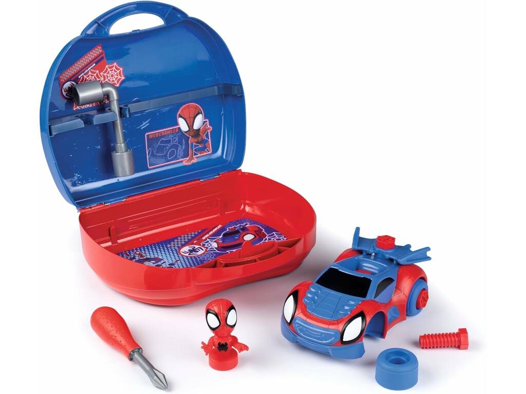 Spiderman Maletín com Veículo Construível e Ferramentas