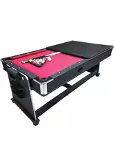 Mesa Multijogo 4 em 1 Giratória Olimpus de 203,5x112x81 cm com Tapete Vermelho