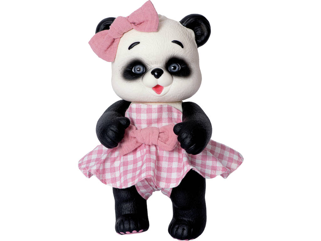 Poupée Panda 25 cm avec robe rose