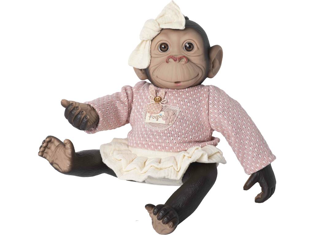 Poupée singe réincarnée de 35 cm avec pull rose