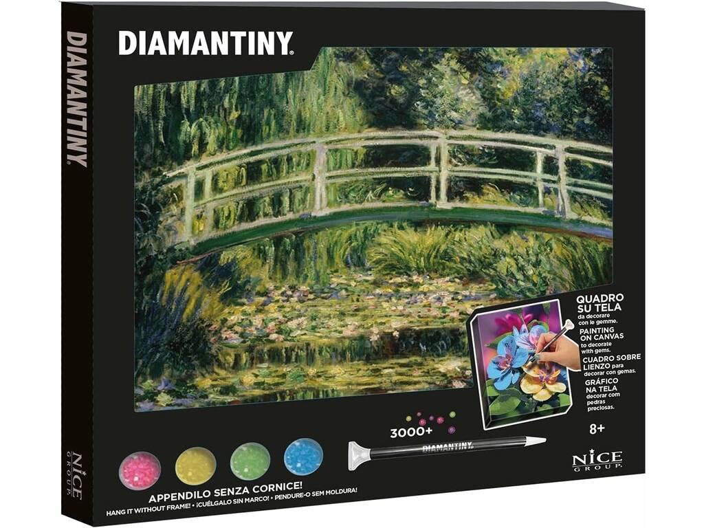 Diamantiny Tableau sur toile à décorer avec des pierres précieuses Nénuphars blancs