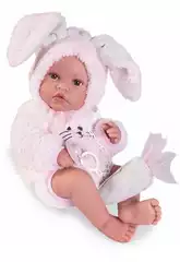 Babypuppe Neugeborene Erika 42 cm Häschen mit Kuscheltier