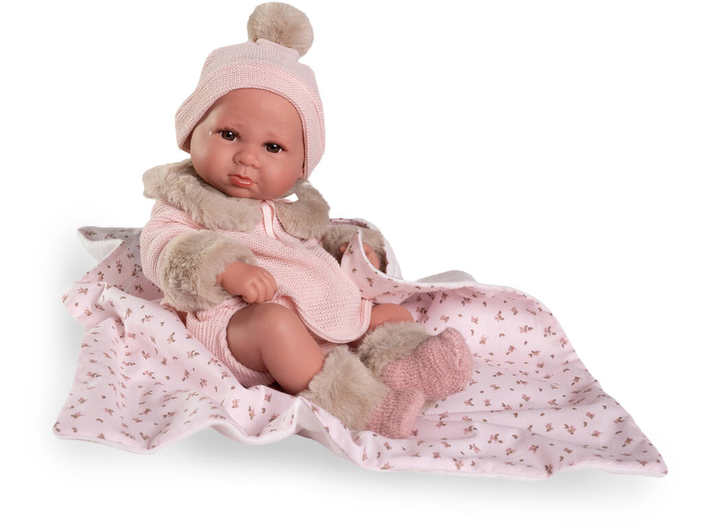 Poupée bébé Luca 42 cm avec couverture à fleurs