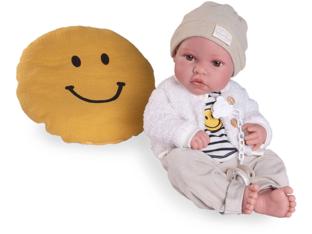 42 Cm Newborn Baby Doll Erik With Cushion Smile