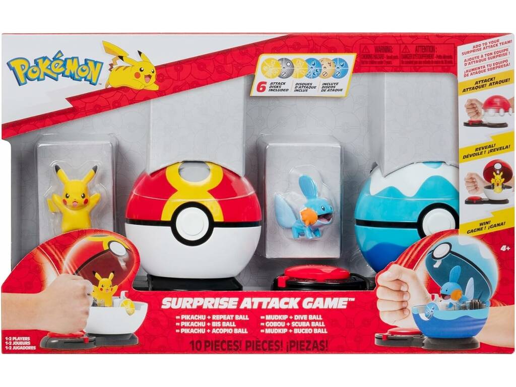 Jeu Pokémon Attaque Surprise avec 2 figurines et 2 balles