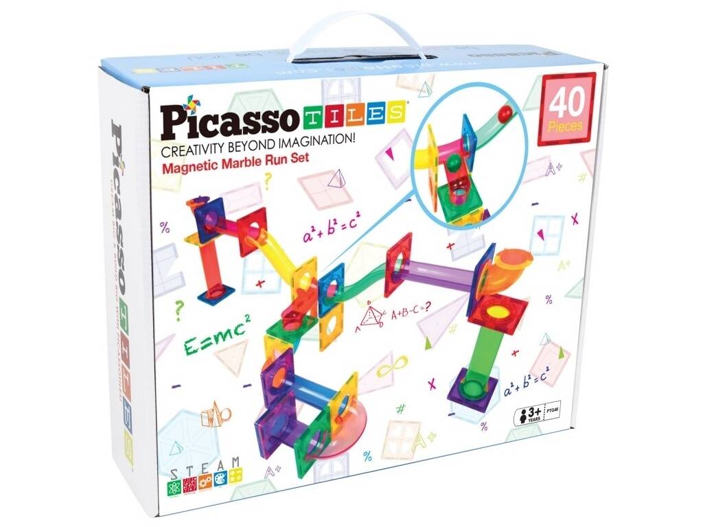 Picasso Tiles 40 Piece Magnetic Marble Tracks 