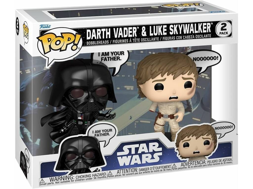 Funko Pop Star Wars 2 Pack Darth Vader y Luke Skywalker con Cabeza Oscilante