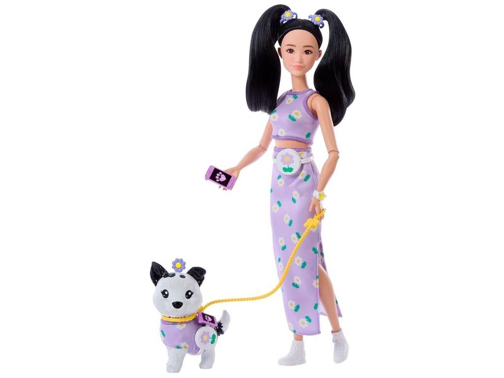 Barbie Twinning Looks Muñeca Look Violeta con Perro