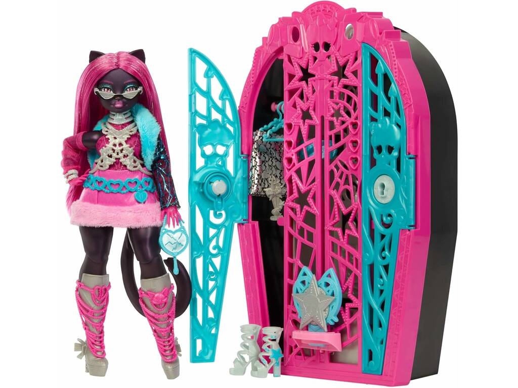 Poupée Catty Noir Monster High Skulltimate Secrets Hauntlywood Mysteries avec armoire