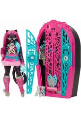 imagen Poupée Catty Noir Monster High Skulltimate Secrets Hauntlywood Mysteries avec armoire