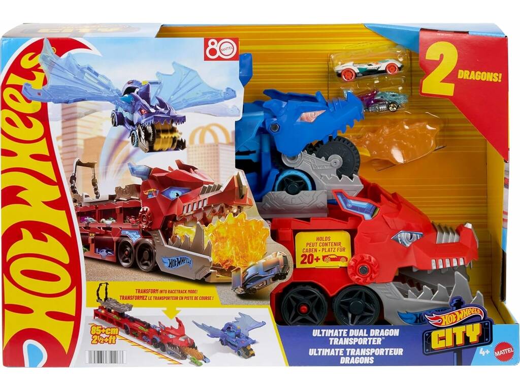 Hot Wheels City Dragon Transporteur avec Double Attaque Ultime