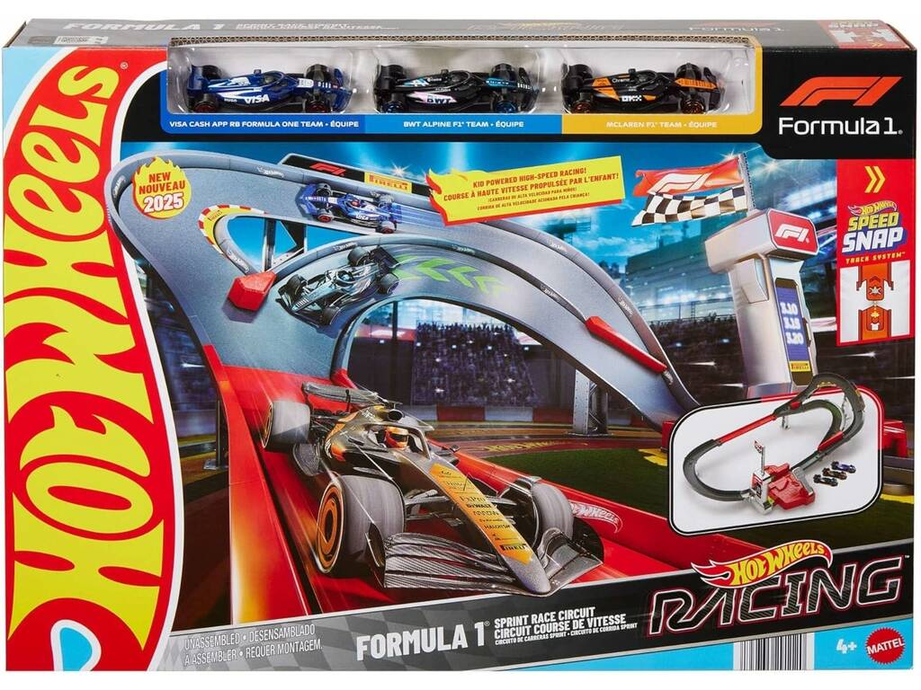 Circuit Hot Wheels Racing Formula 1 Sprint Race avec 3 voitures