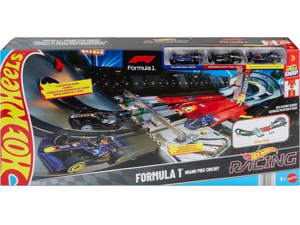 Circuit Hot Wheels Racing Formula 1 Grand Prix avec 3 voitures