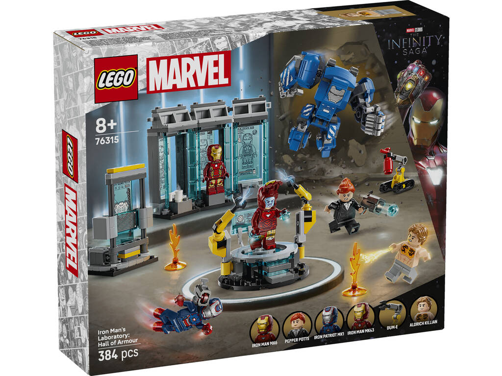 Lego Marvel Laboratorio de Iron Man Sala de Armaduras