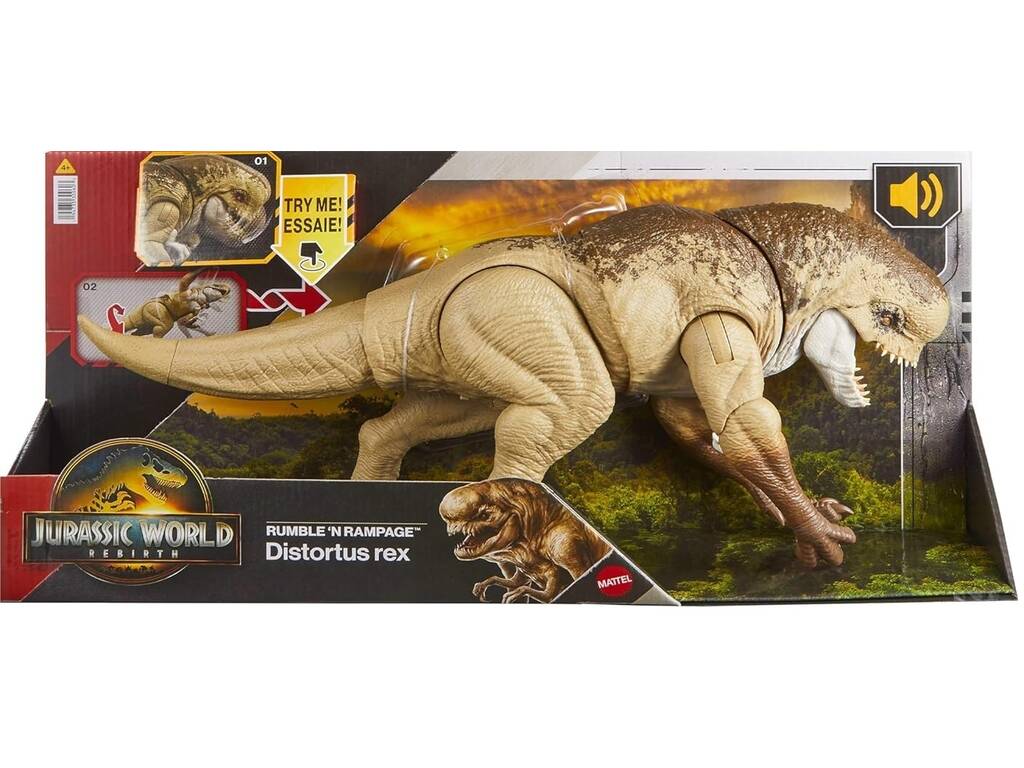 Jurassic World Rebirth Figurine Distortus Rex Attaque des griffes de 50 cm