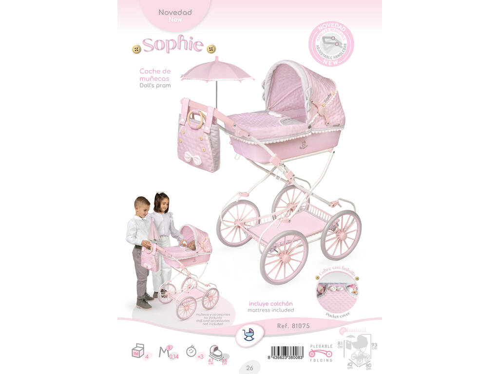 Poussette classique Sophie pliable avec sac