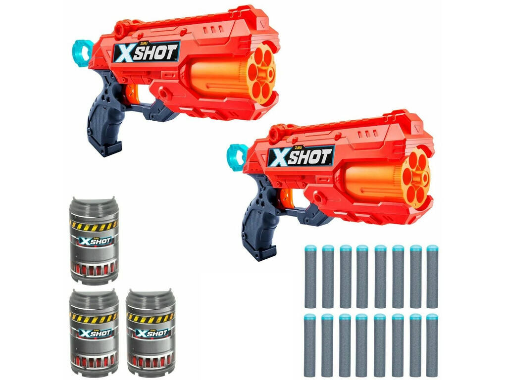 Zuru Xshot Pack 2 Lanceurs 2X Reflex 6 avec 16 fléchettes
