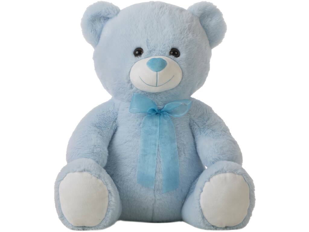 Peluche ours bleu de 50 cm avec nœud