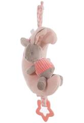 Little Kids Luna Bote  musique Lapin rose en velours 25 cm