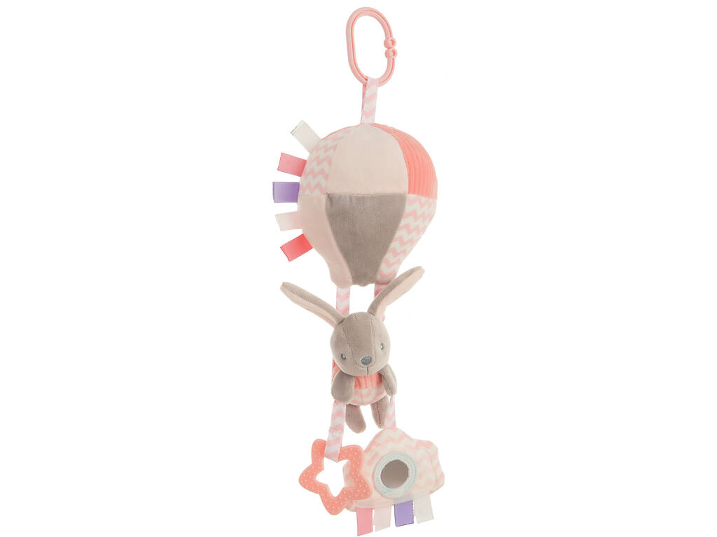 Little Kids Globo Activity Peluche Hochet Ballon Rose de 25 cm avec Lapin