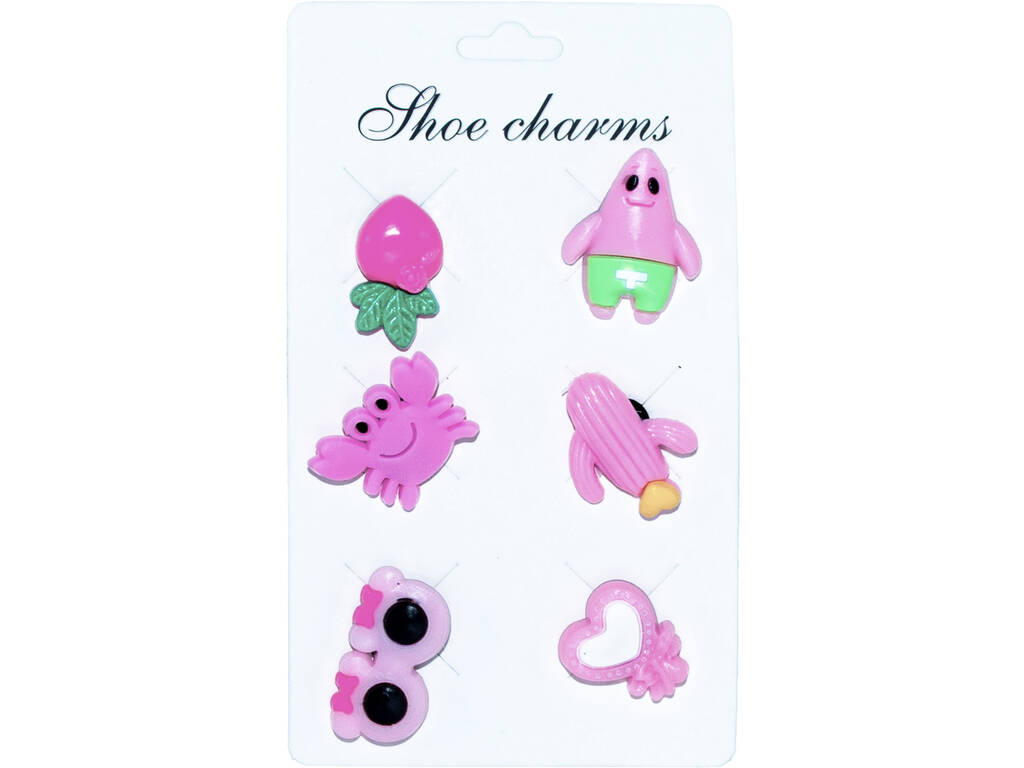 Pins Decorativos para Tamancos EVA Pack Motivos Rosa 6 Unidades