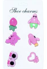 imagen Pins Decorativos para Tamancos EVA Pack Motivos Rosa 6 Unidades