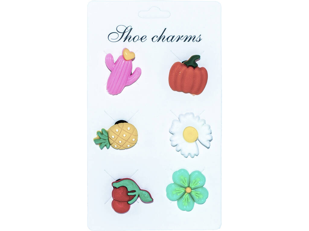 Pins Decorativos para Tamancos EVA Pack Flores e Frutas 6 Unidades