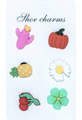 imagen Pins Decorativos para Tamancos EVA Pack Flores e Frutas 6 Unidades
