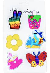 imagen Pins Decorativos para Tamancos EVA Pack Motivos Multicolor 6 Unidades