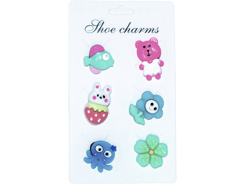 Pins décoratifs pour sabots Eva Pack Animaux et Fleurs 6 unités