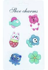 imagen Pins décoratifs pour sabots Eva Pack Animaux et Fleurs 6 unités