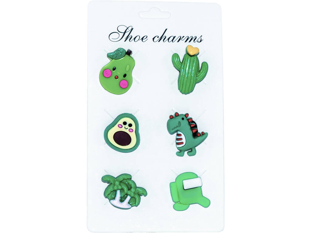Pins décoratifs pour sabots Eva Pack Motifs verts 6 unités