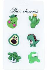 Pins Decorativos para Tamancos EVA Pack Motivos Verdes 6 Unidades