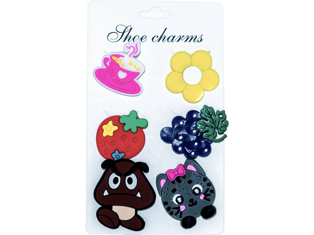 Pins décoratifs pour sabots Eva Pack Fruits et Animaux 6 unités